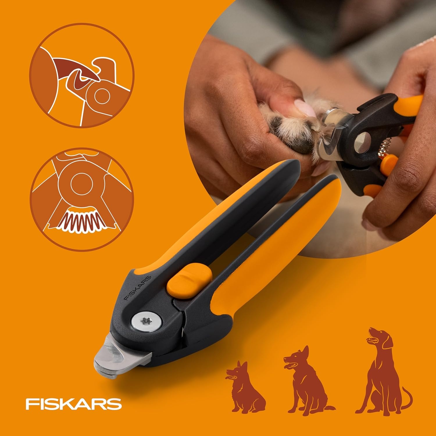 Fiskars Pet Small Pet Nail Clippers, Cat and Dog Nail Trimmers for Grooming, Pet Supplies with Precision Stainless Steel Blades & SoftGrip Handle, 4.25, Orange/Black(Large)