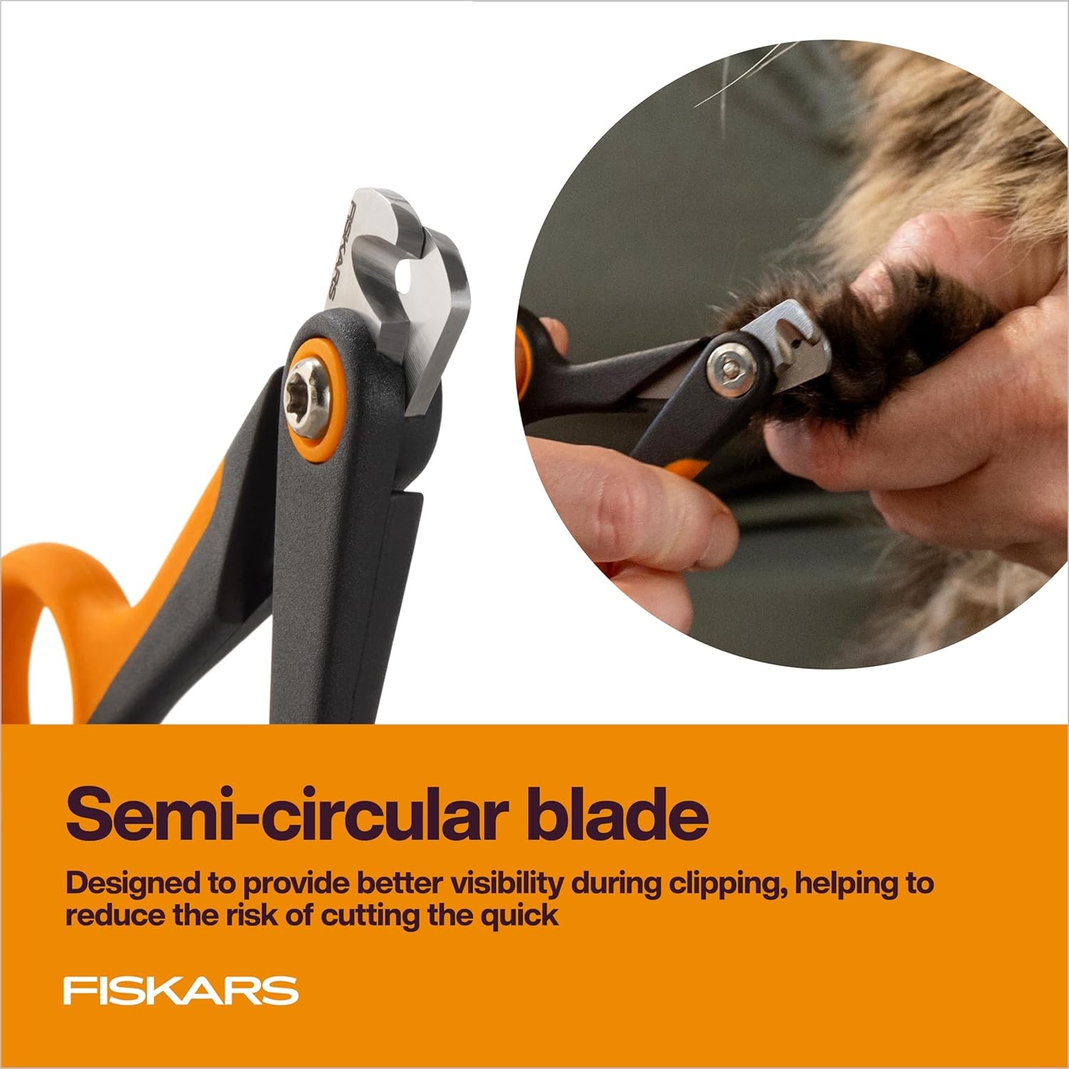 Fiskars Pet Small Pet Nail Clippers, Cat and Dog Nail Trimmers for Grooming, Pet Supplies with Precision Stainless Steel Blades & SoftGrip Handle, 4.25, Orange/Black(Small)