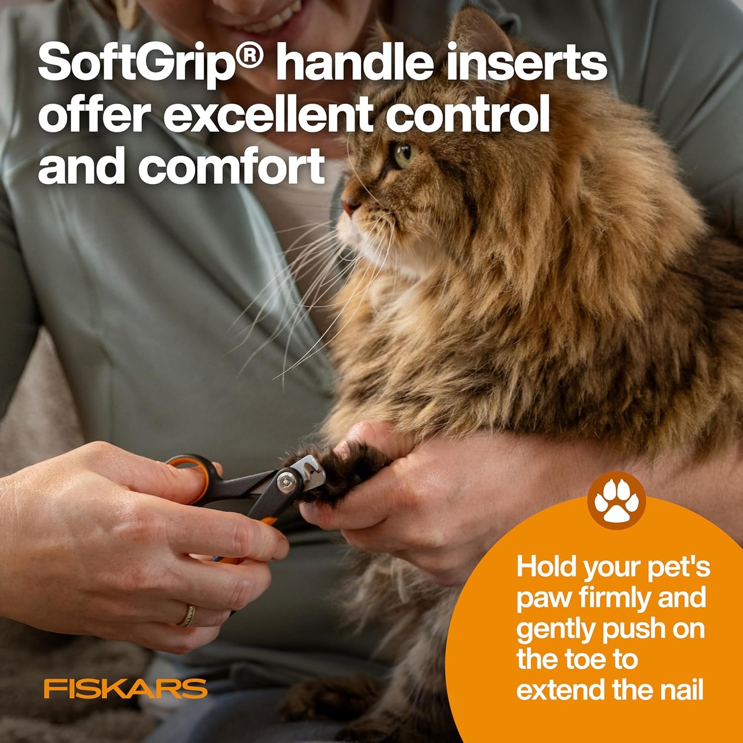 Fiskars Pet Small Pet Nail Clippers, Cat and Dog Nail Trimmers for Grooming, Pet Supplies with Precision Stainless Steel Blades & SoftGrip Handle, 4.25, Orange/Black(Small)