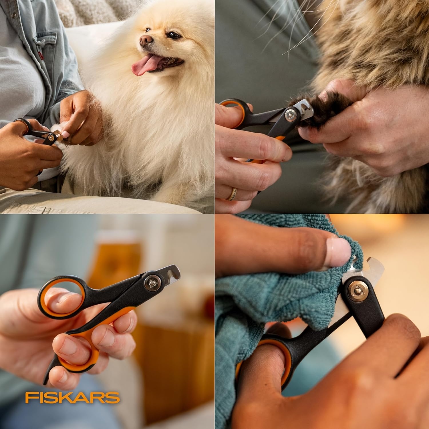Fiskars Pet Small Pet Nail Clippers, Cat and Dog Nail Trimmers for Grooming, Pet Supplies with Precision Stainless Steel Blades & SoftGrip Handle, 4.25, Orange/Black(Small)
