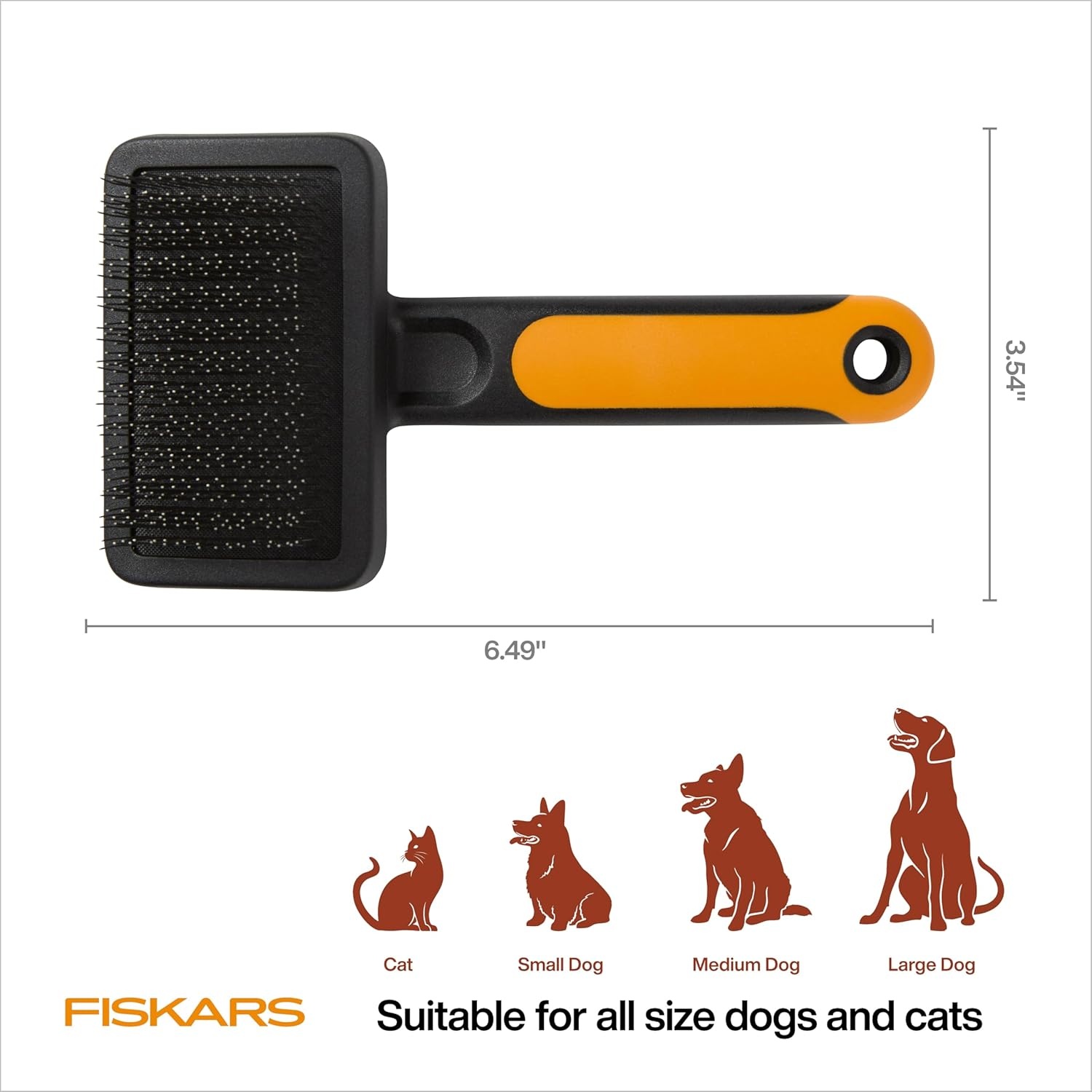 Fiskars Pet, Cat and Dog Brush, Fine Bristles & SoftGrip Handle for Gentle Grooming and Deshedding, Cat and Dog Supplies, Orange/Black(Slicker Brush)