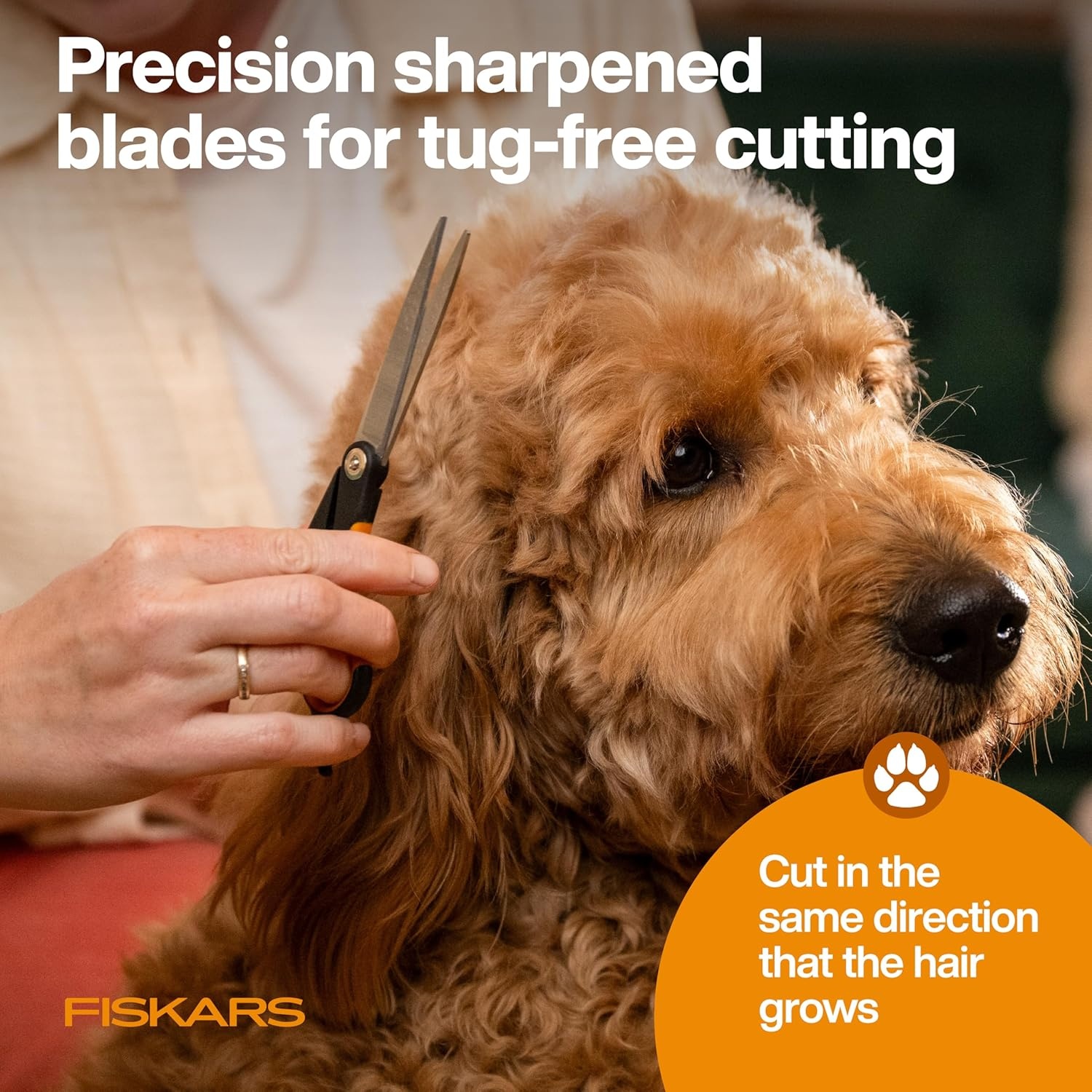 Fiskars Pet, Dog and Cat Grooming Scissors, Serrated Teeth for Thinning & SoftGrip Handle, Cat and Dog Supplies, 6.5, Orange/Black, Blending Scissors(Trimming Scissors)
