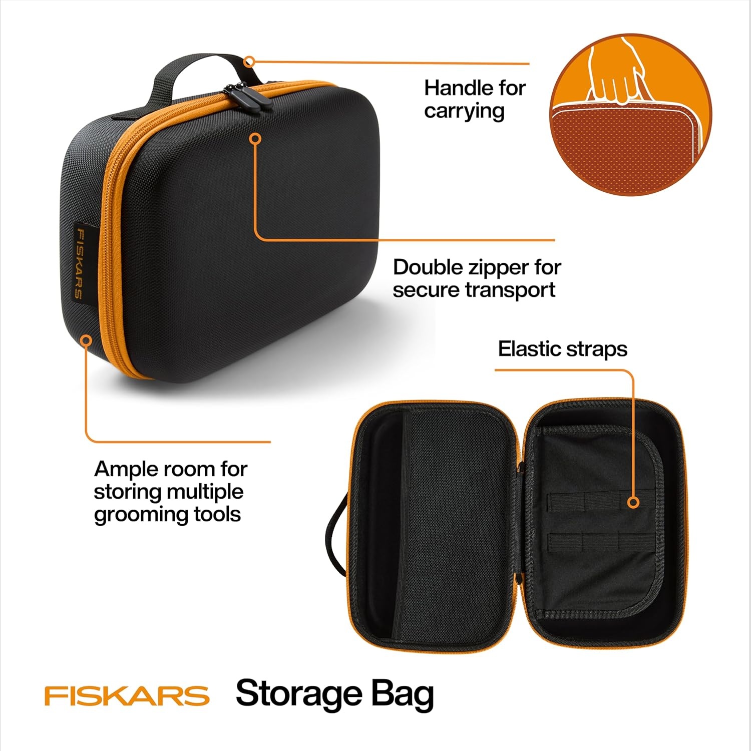 Fiskars Pet Grooming Tool Organizer Case for Dogs and Cats – Storage Bag for Dog Grooming Kits, Travel Case for Clippers, Brushes & Accessories, Compact Protective Design (Tools Not Included)