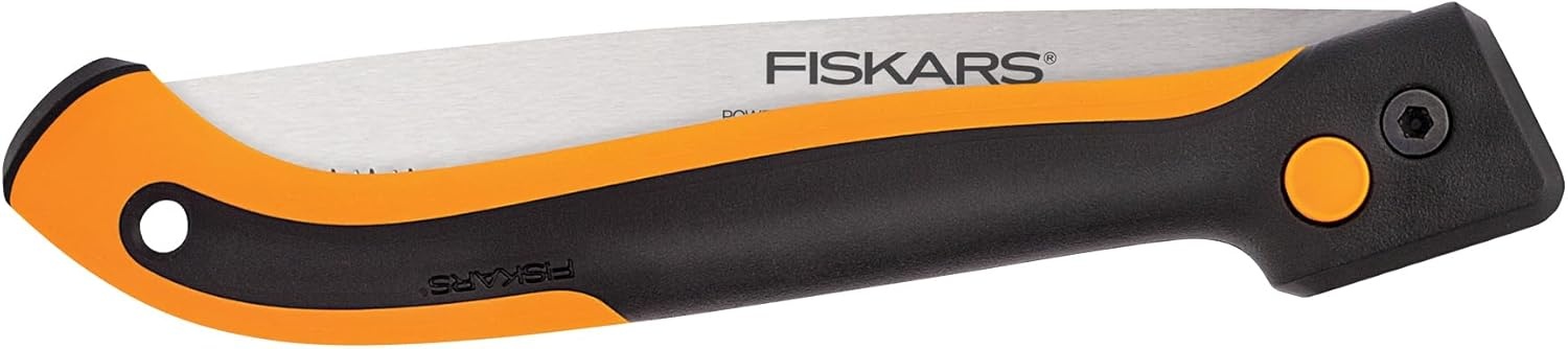 Fiskars Hand Saw, Folding Saw with Dual Position Locking Saw Blade for Overhand Cuts and Under Cuts and Power Tooth Blade with Triple Ground Teeth, Soft Grip 10-Inch Pruning Saw(10″ Folding Saw)