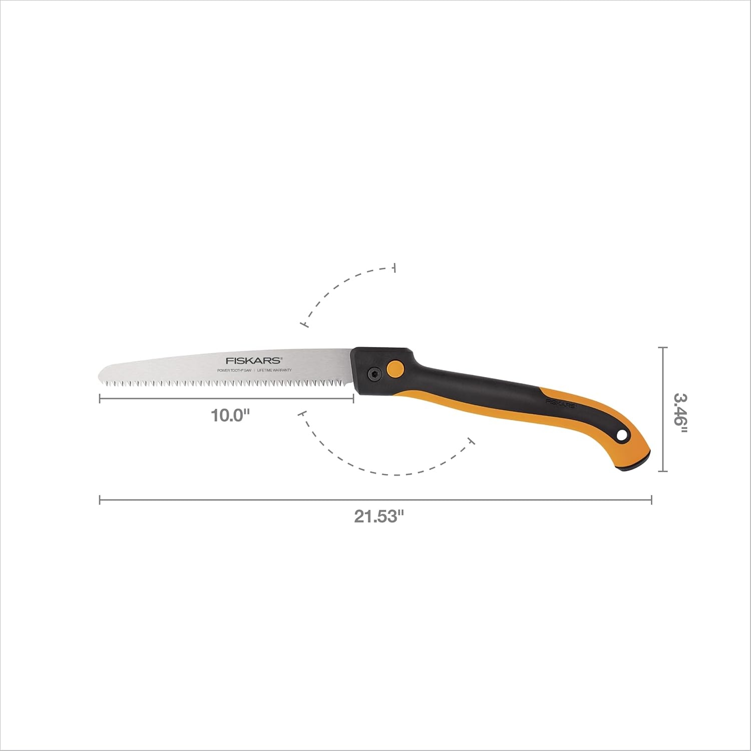 Fiskars Hand Saw, Folding Saw with Dual Position Locking Saw Blade for Overhand Cuts and Under Cuts and Power Tooth Blade with Triple Ground Teeth, Soft Grip 10-Inch Pruning Saw(10″ Folding Saw)