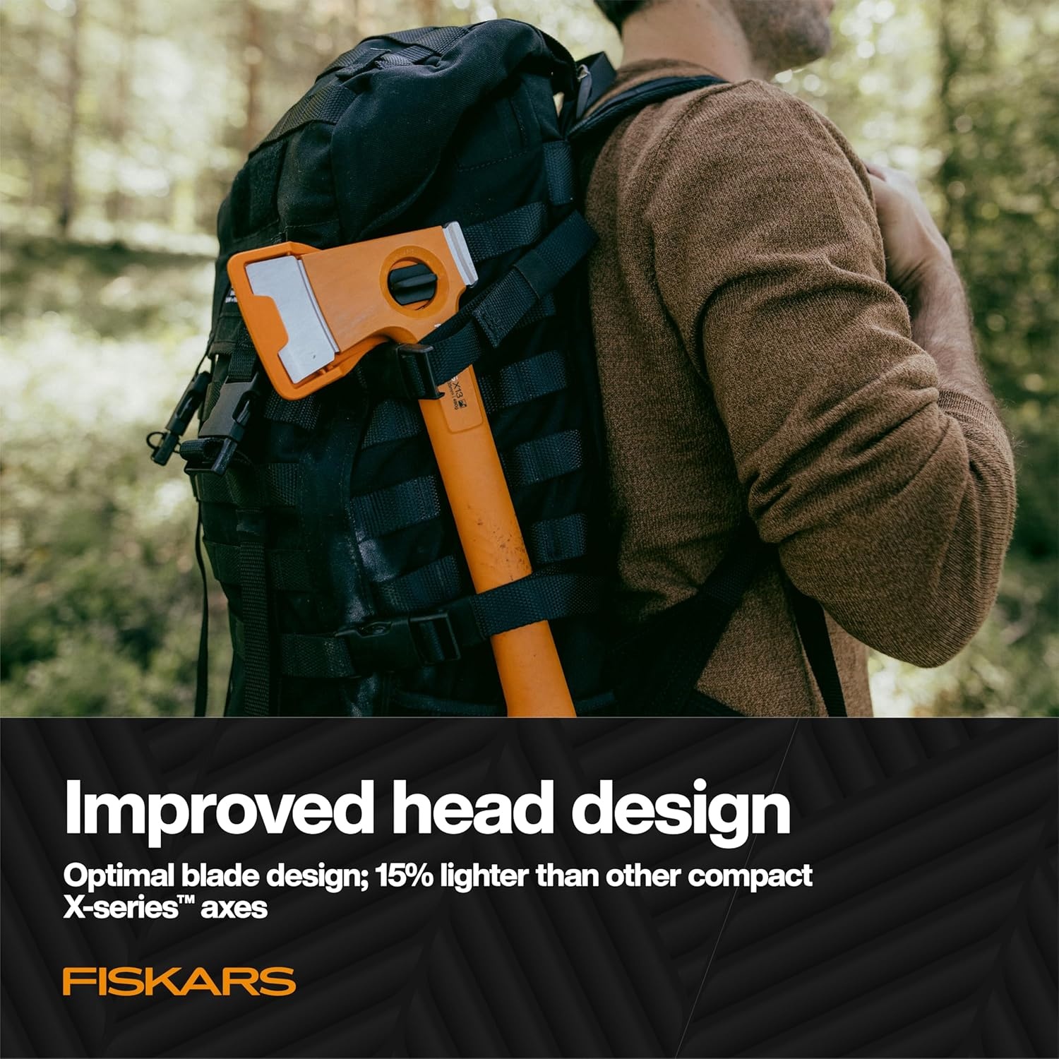 Fiskars X13 Ultralight Hiking Axe 13″, Ultra-Sharp Forged Steel Blade for Efficient Chopping & Camping, 15% Lighter High-Visibility Orange FiberComp Handle Drives Tent Stakes, Sheath Included(13″ Hiking Axe)