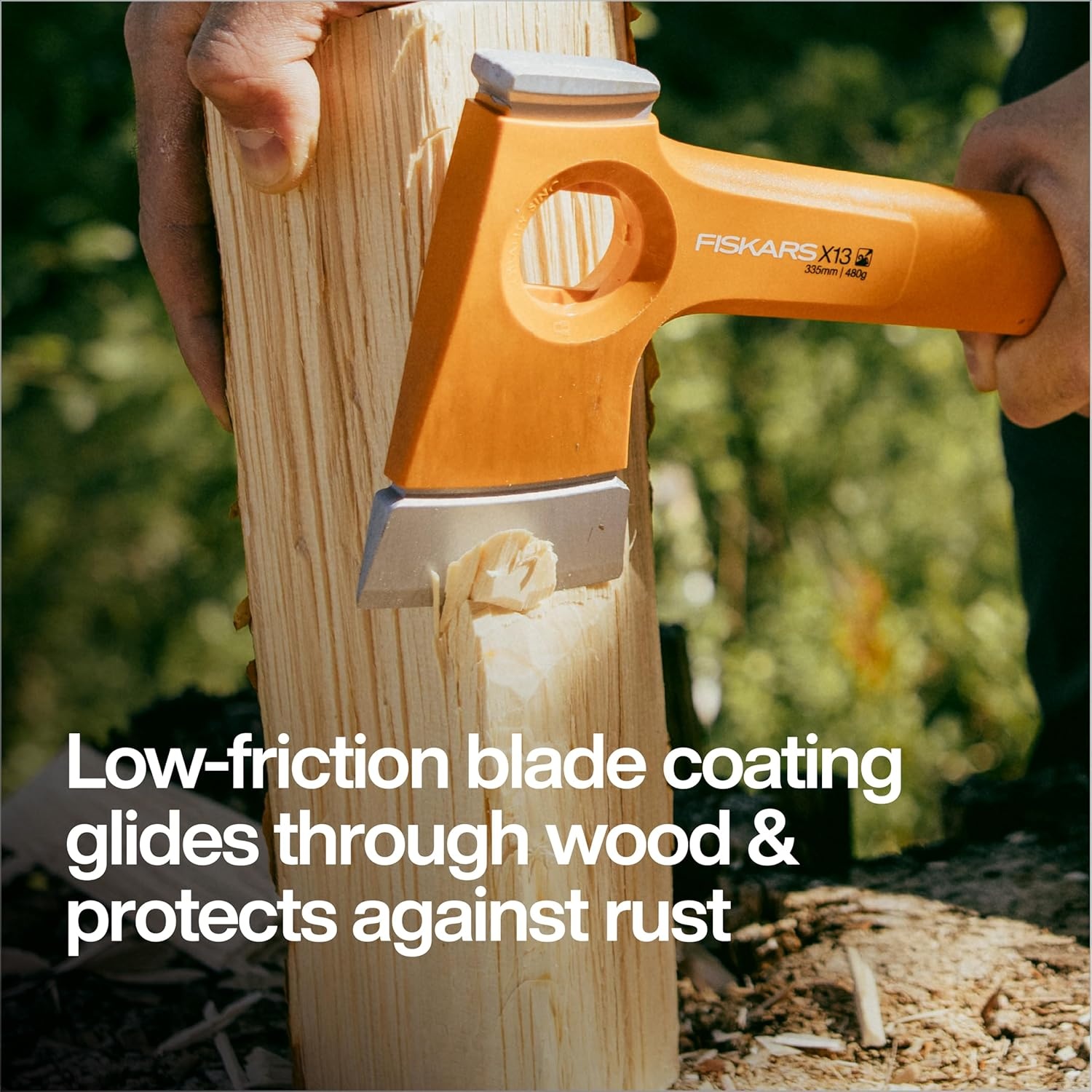 Fiskars X13 Ultralight Hiking Axe 13″, Ultra-Sharp Forged Steel Blade for Efficient Chopping & Camping, 15% Lighter High-Visibility Orange FiberComp Handle Drives Tent Stakes, Sheath Included(13″ Hiking Axe)