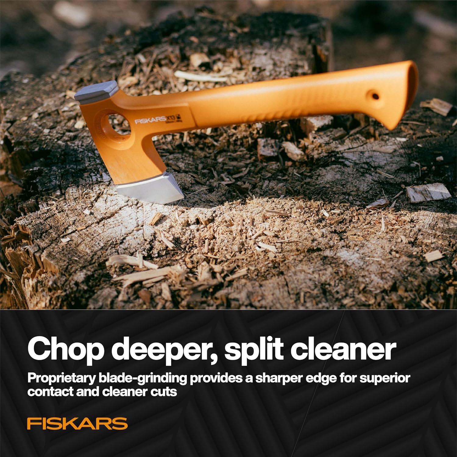 Fiskars X13 Ultralight Hiking Axe 13″, Ultra-Sharp Forged Steel Blade for Efficient Chopping & Camping, 15% Lighter High-Visibility Orange FiberComp Handle Drives Tent Stakes, Sheath Included(13″ Hiking Axe)