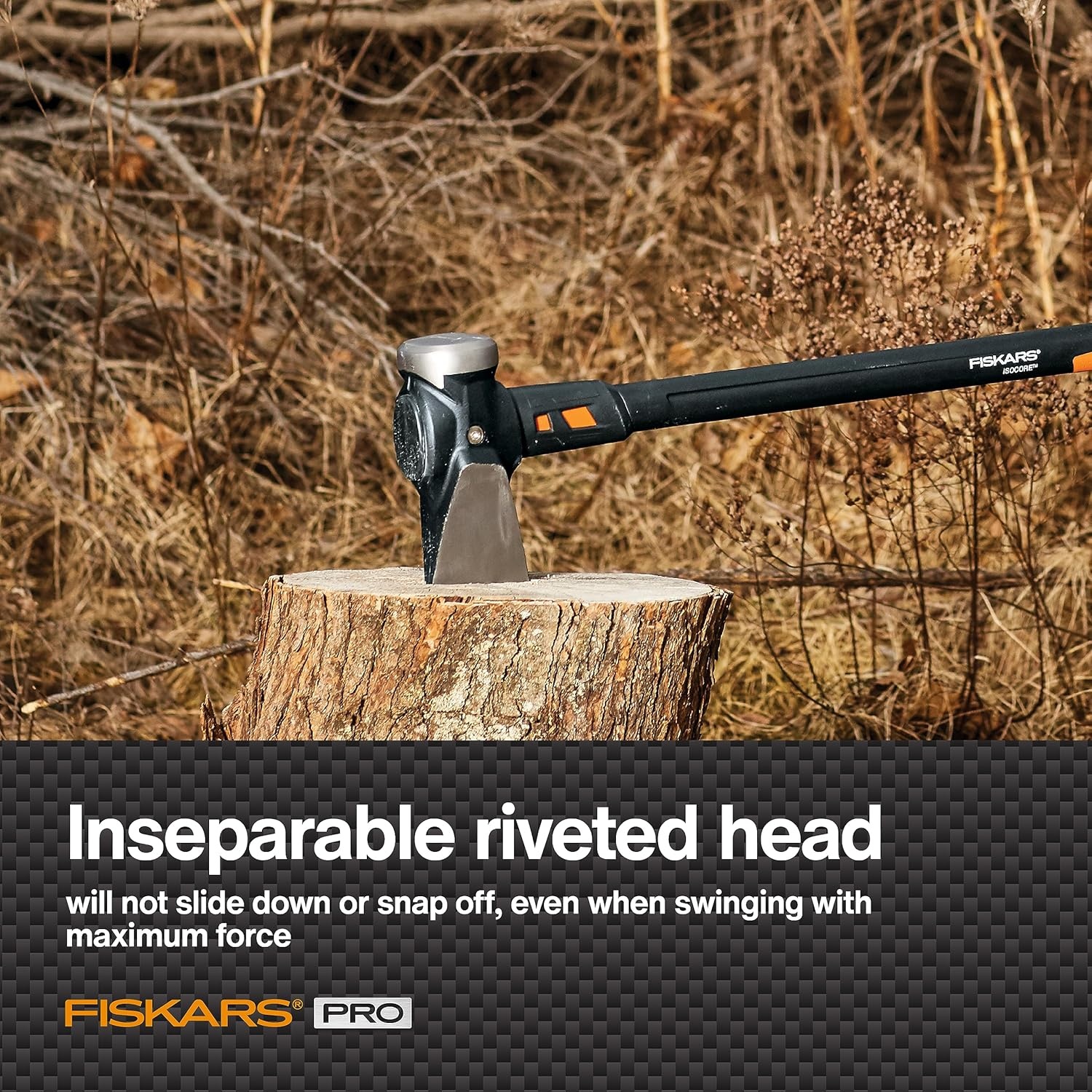 Fiskars Pro IsoCore Splitting Maul and Stainless Steel Axe, Wood Splitting Maul, IsoCore Shock Reduction & Forged Steel Head, 6 lb, 36, Black/Orange(Pro IsoCore 8lb Maul)