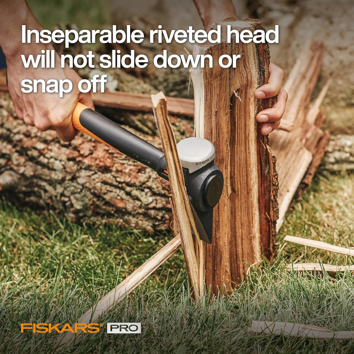 Fiskars Pro IsoCore Splitting Maul and Stainless Steel Axe, Wood Splitting Maul, IsoCore Shock Reduction & Forged Steel Head, 6 lb, 36, Black/Orange(Pro IsoCore 2.5 lb Maul)