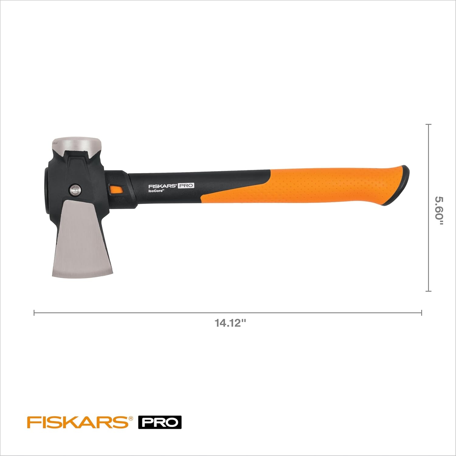 Fiskars Pro IsoCore Splitting Maul and Stainless Steel Axe, Wood Splitting Maul, IsoCore Shock Reduction & Forged Steel Head, 6 lb, 36, Black/Orange(Pro IsoCore 2.5 lb Maul)