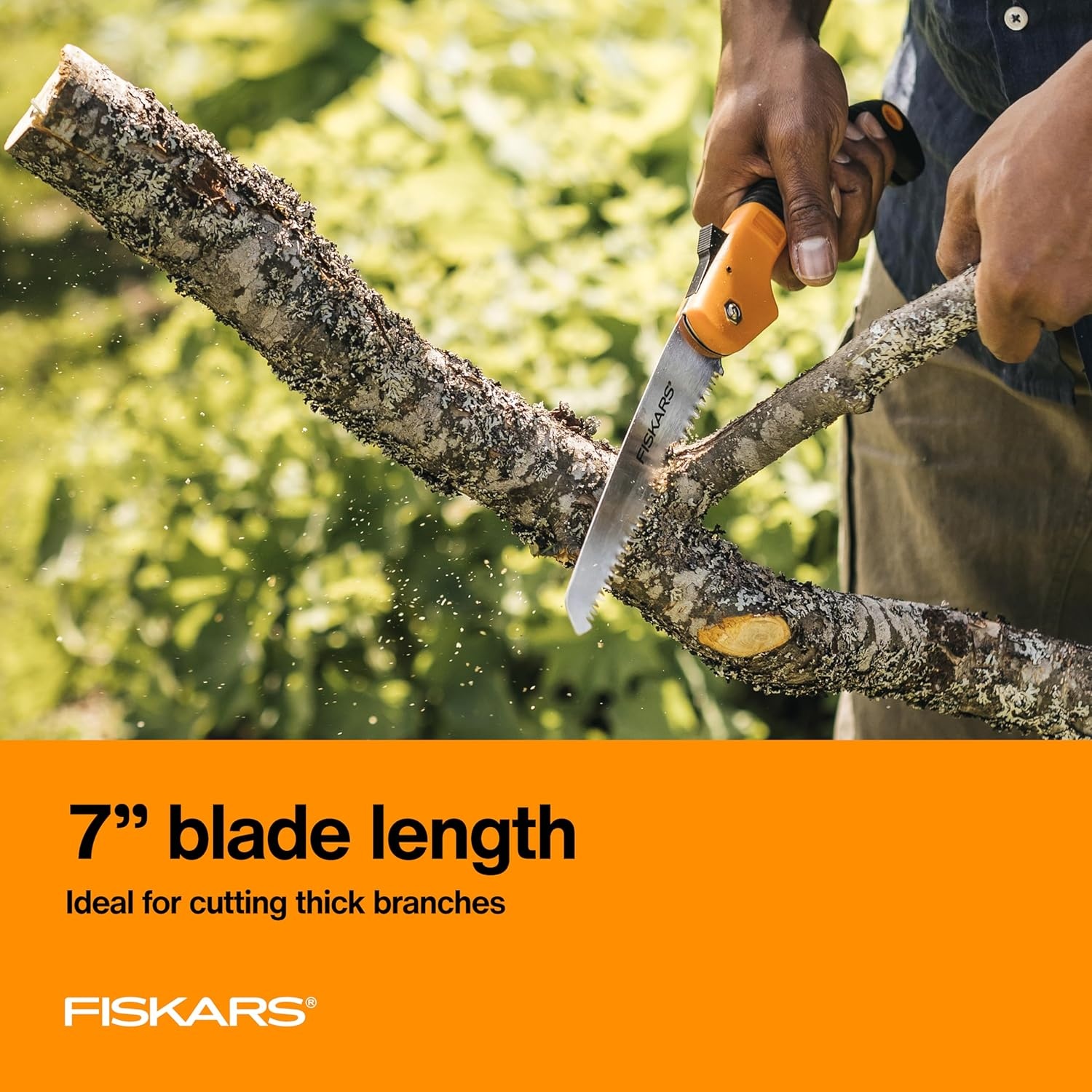 Fiskars Hand Saw, Folding Saw with Dual Position Locking Saw Blade for Overhand Cuts and Under Cuts and Power Tooth Blade with Triple Ground Teeth, Soft Grip 10-Inch Pruning Saw(7″ Folding Saw)