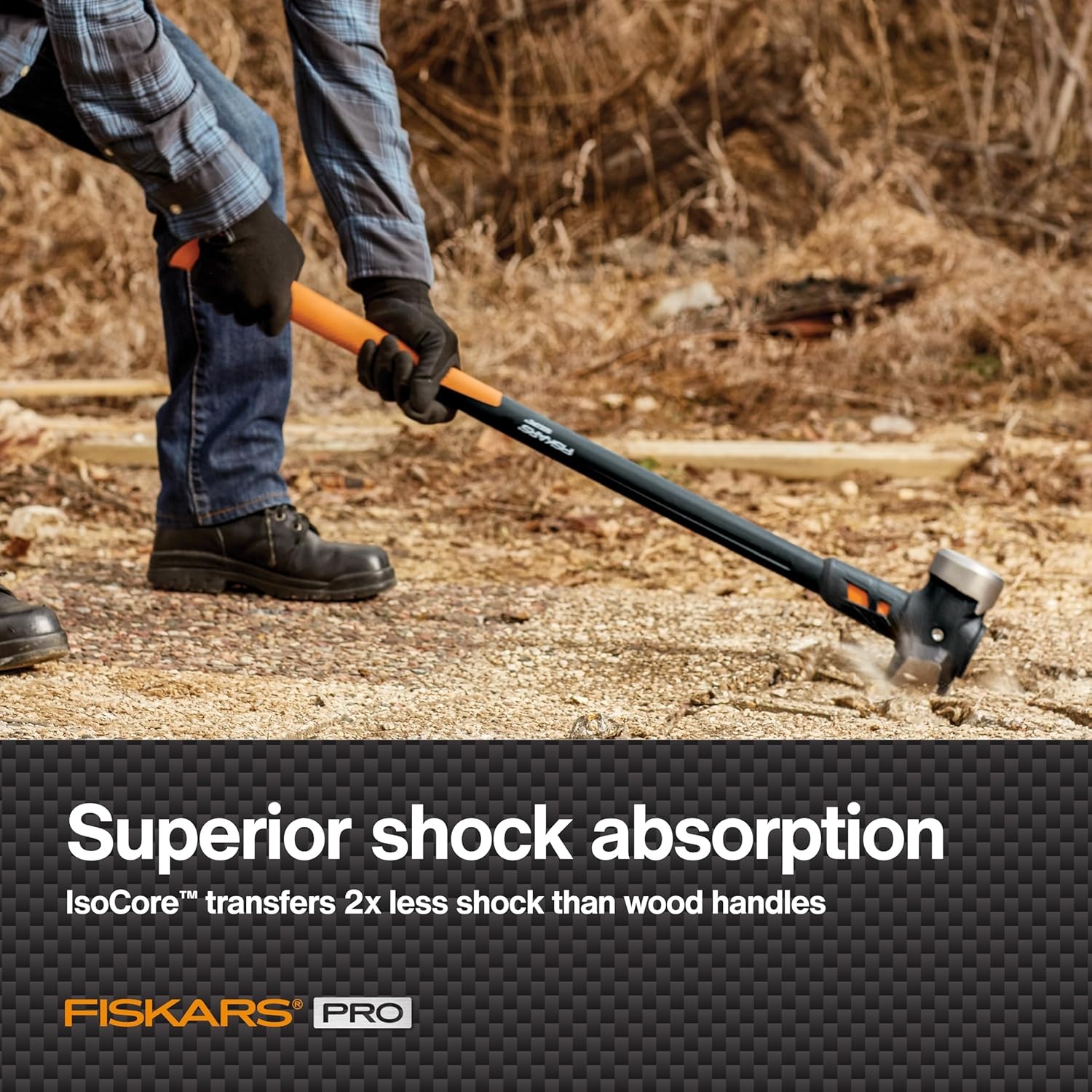 Fiskars IsoCore 4 lb Sledge Hammer for Demolition and Driving with Shock Reduction, 14 in(Sledge Hammer 10 lb)