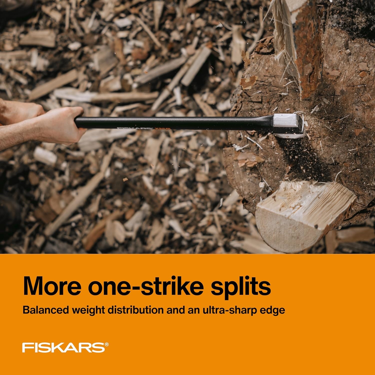 Fiskars X13 Ultralight Hiking Axe 13″, Ultra-Sharp Forged Steel Blade for Efficient Chopping & Camping, 15% Lighter High-Visibility Orange FiberComp Handle Drives Tent Stakes, Sheath Included(28″ Splitting Axe)