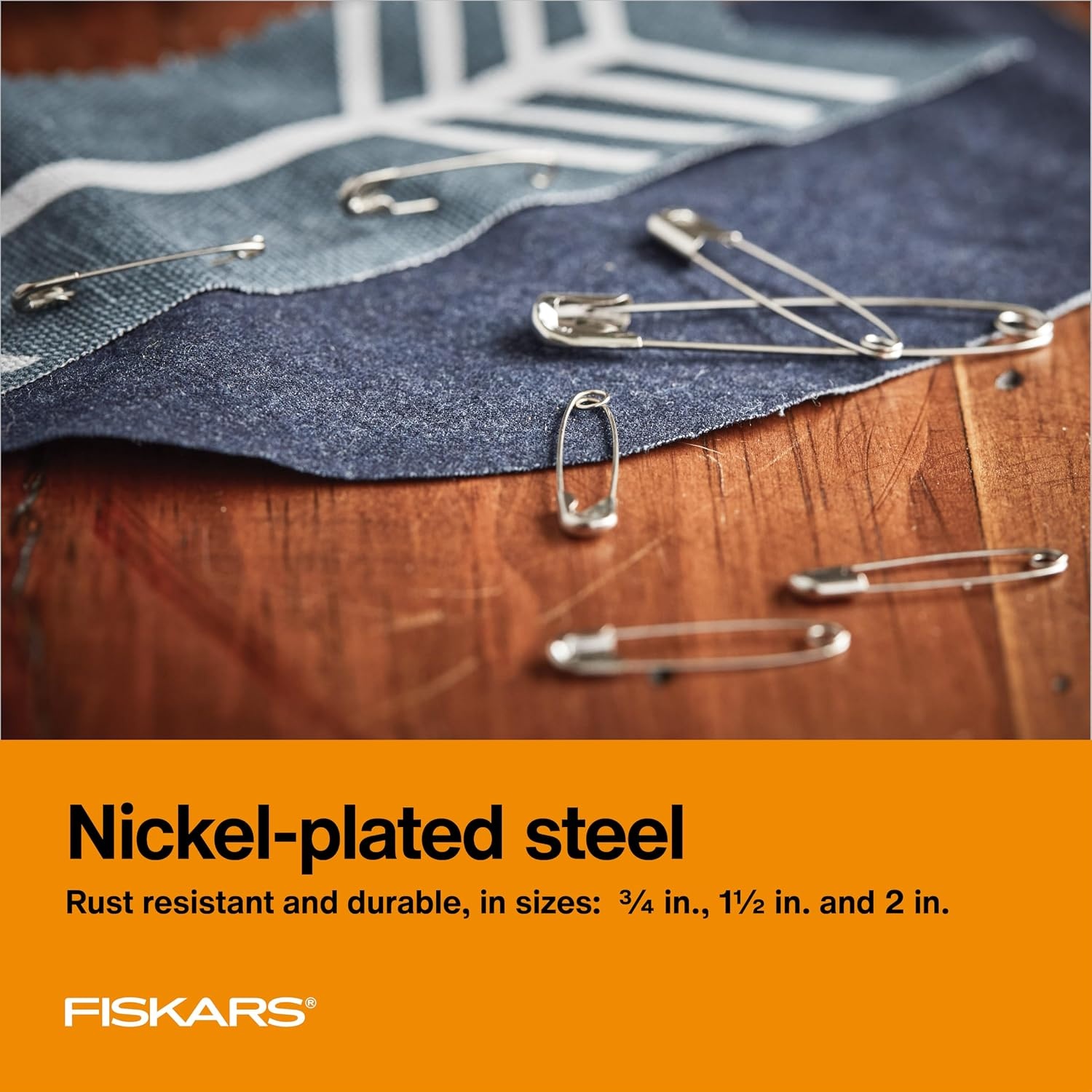 Fiskars Assorted Safety Pins – Assorted 3-Size Safety Pin Set – Sewing Accessories and Supplies – 75-Piece