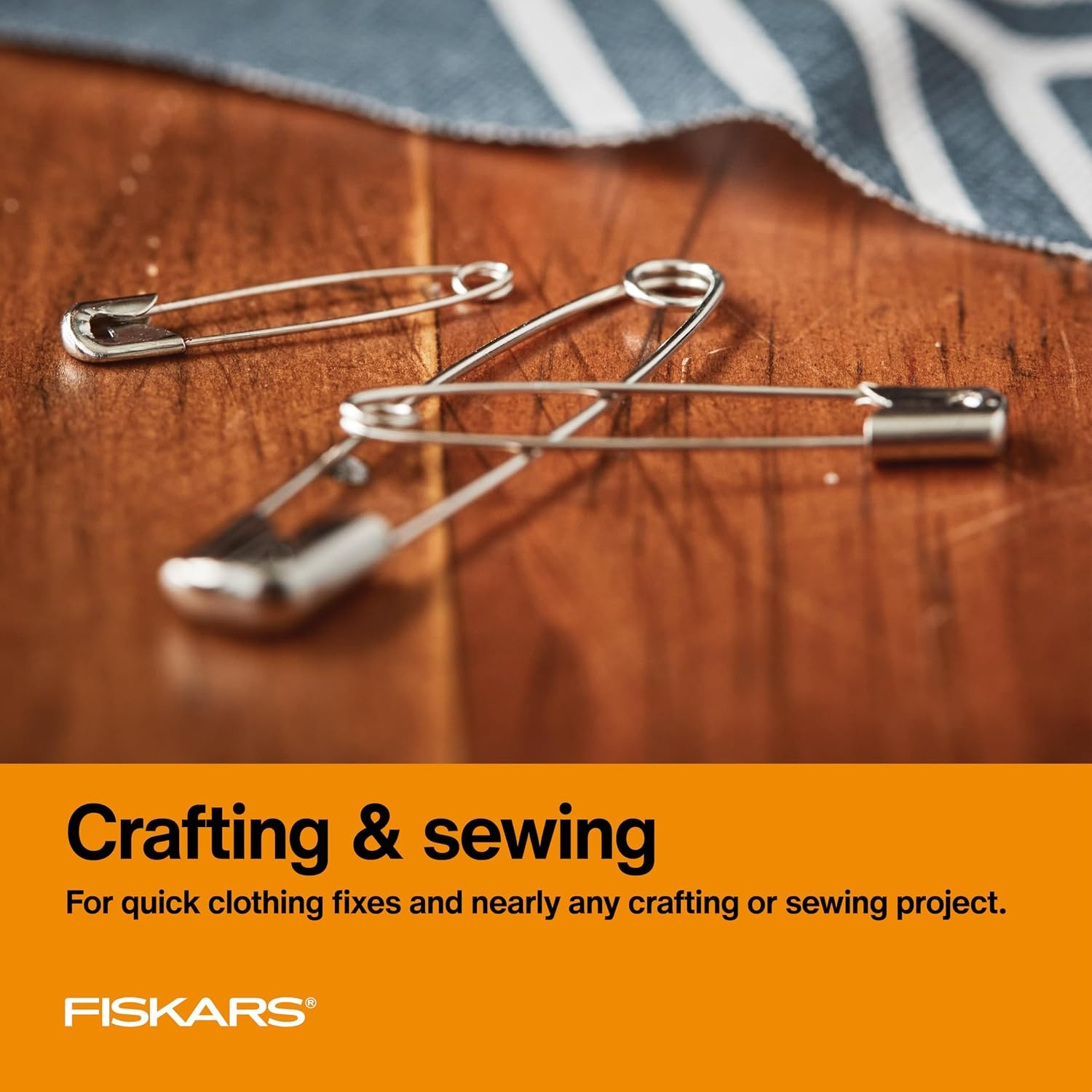 Fiskars Assorted Safety Pins – Assorted 3-Size Safety Pin Set – Sewing Accessories and Supplies – 75-Piece
