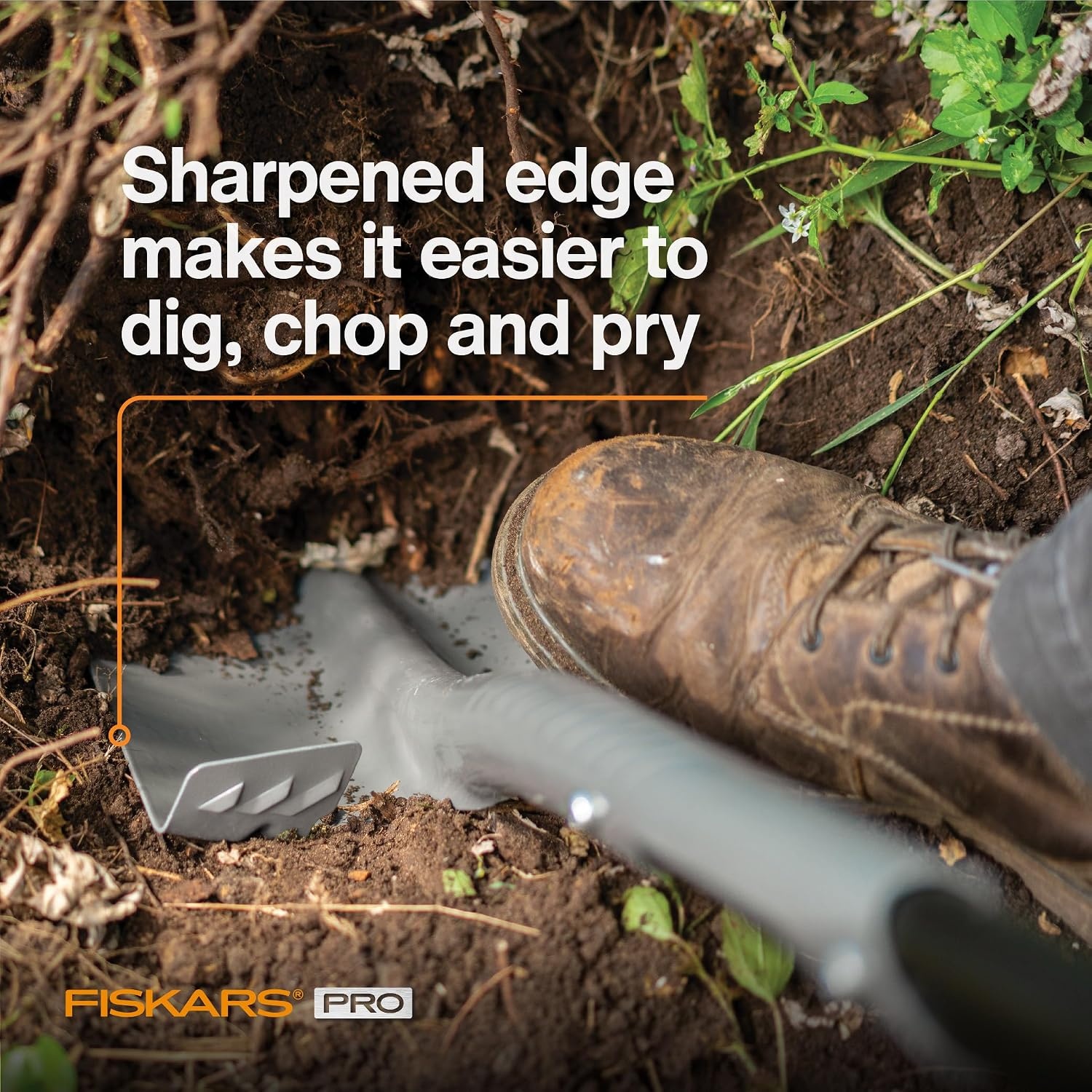 Fiskars 60″ Pro Garden Shovel for Digging, Heavy Duty Steel Gardening Tool with Straight Handle