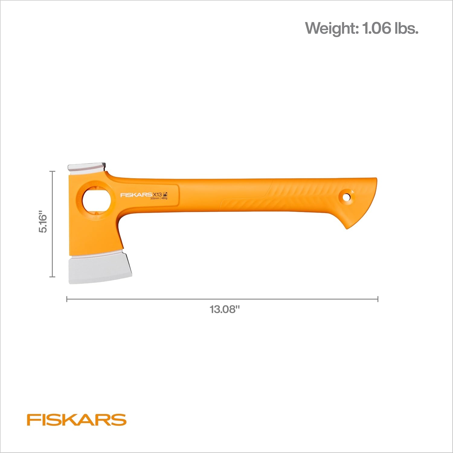 Fiskars X13 Ultralight 13″ Hiking Axe & Blade Sharpener Bundle, Ultra-Sharp Forged Steel for Efficient Chopping & Camping, High-Visibility FiberComp Handle
