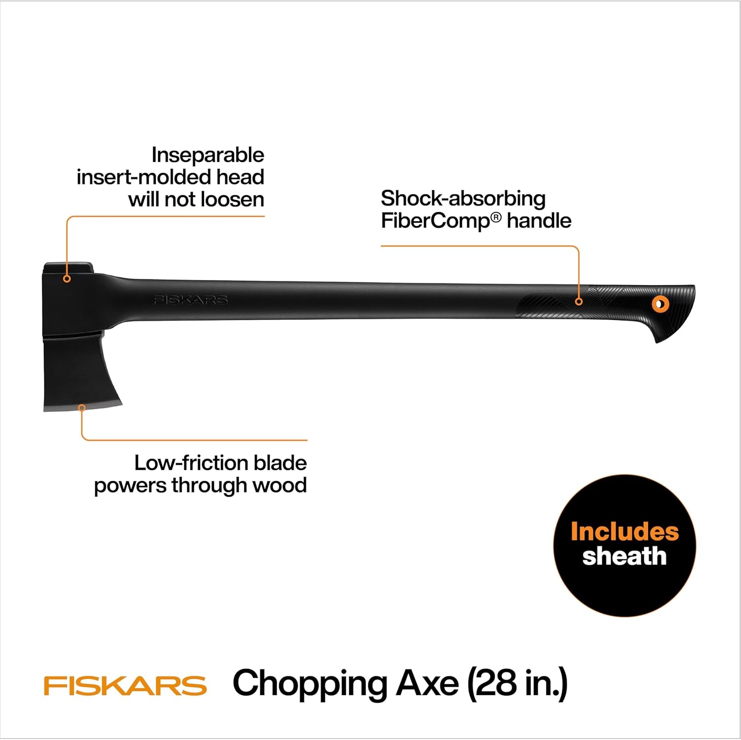 Fiskars 28″ Chopping Axe, Ultra-Sharp Blade for Kindling with Ease, Weight Balanced, Garden and Outdoor Gear, 3.5 pounds, Black(28″ Chopping Axe)