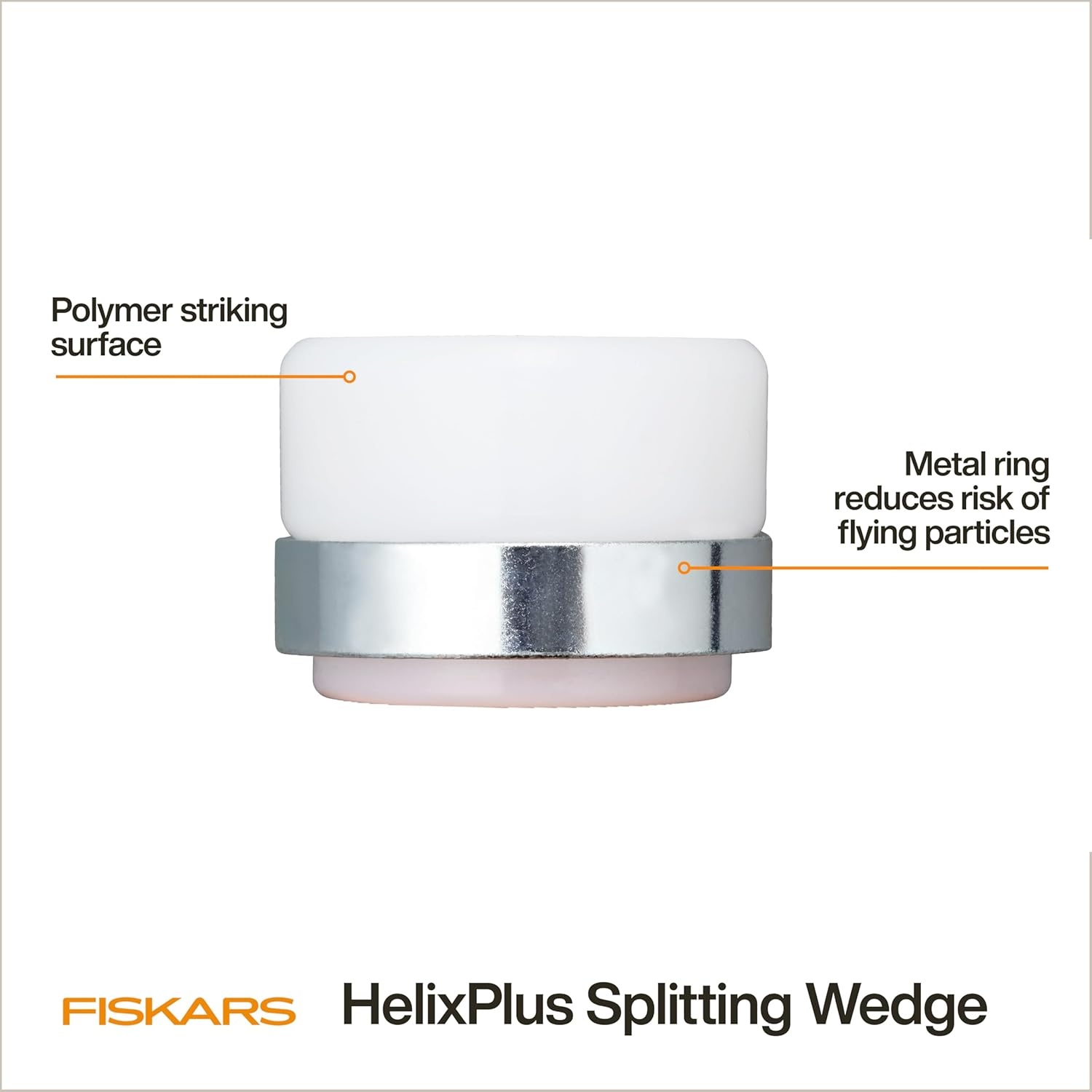 Fiskars HelixPlus Splitting Wedge for Large Logs – Forged Steel Wood Splitting Wedge with Spiral Design & Vibration-Dampening Striking Head, 2.5″ x 9.5″ x 2.5″(Spare Striking Surface)
