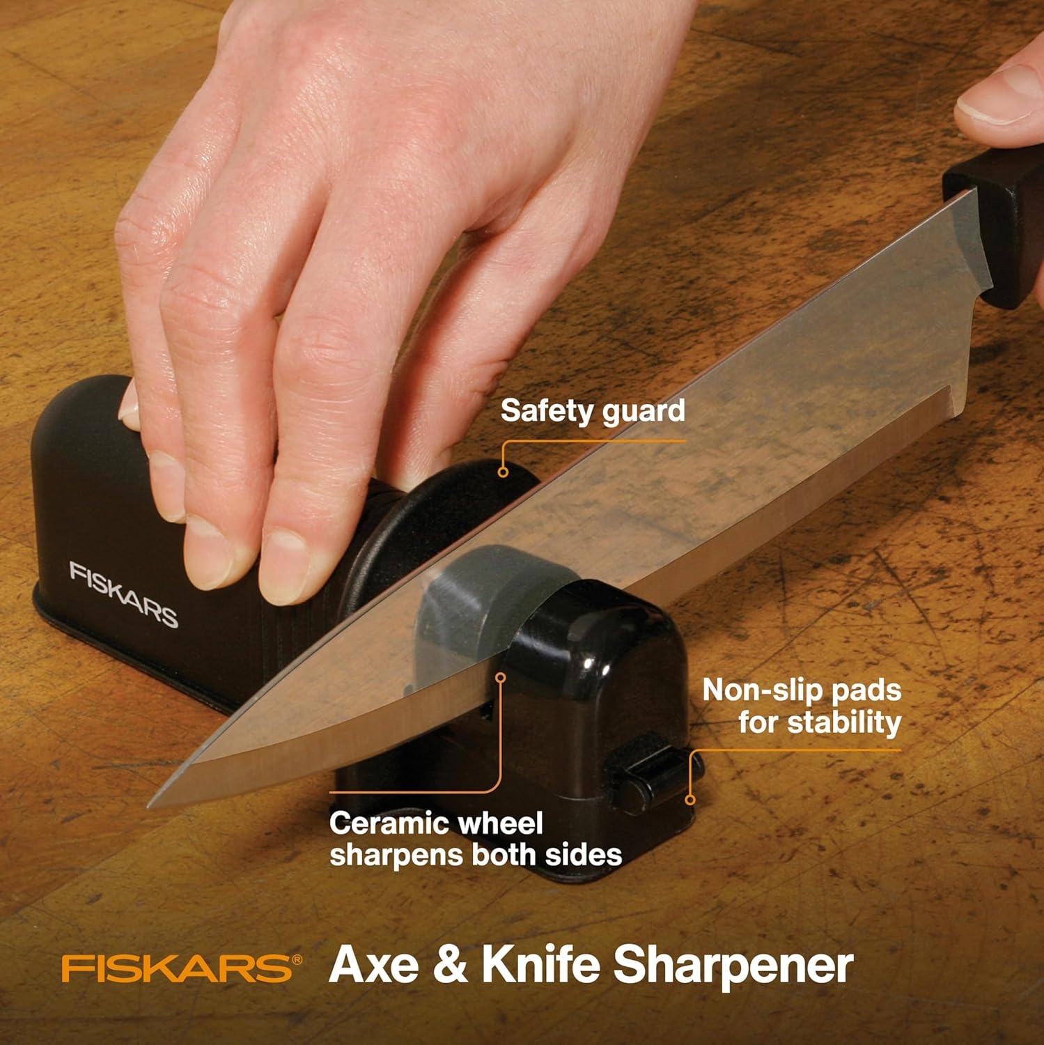 Fiskars Axe and Knife Blade Sharpener – Outdoor and Backyard Tools – Black
